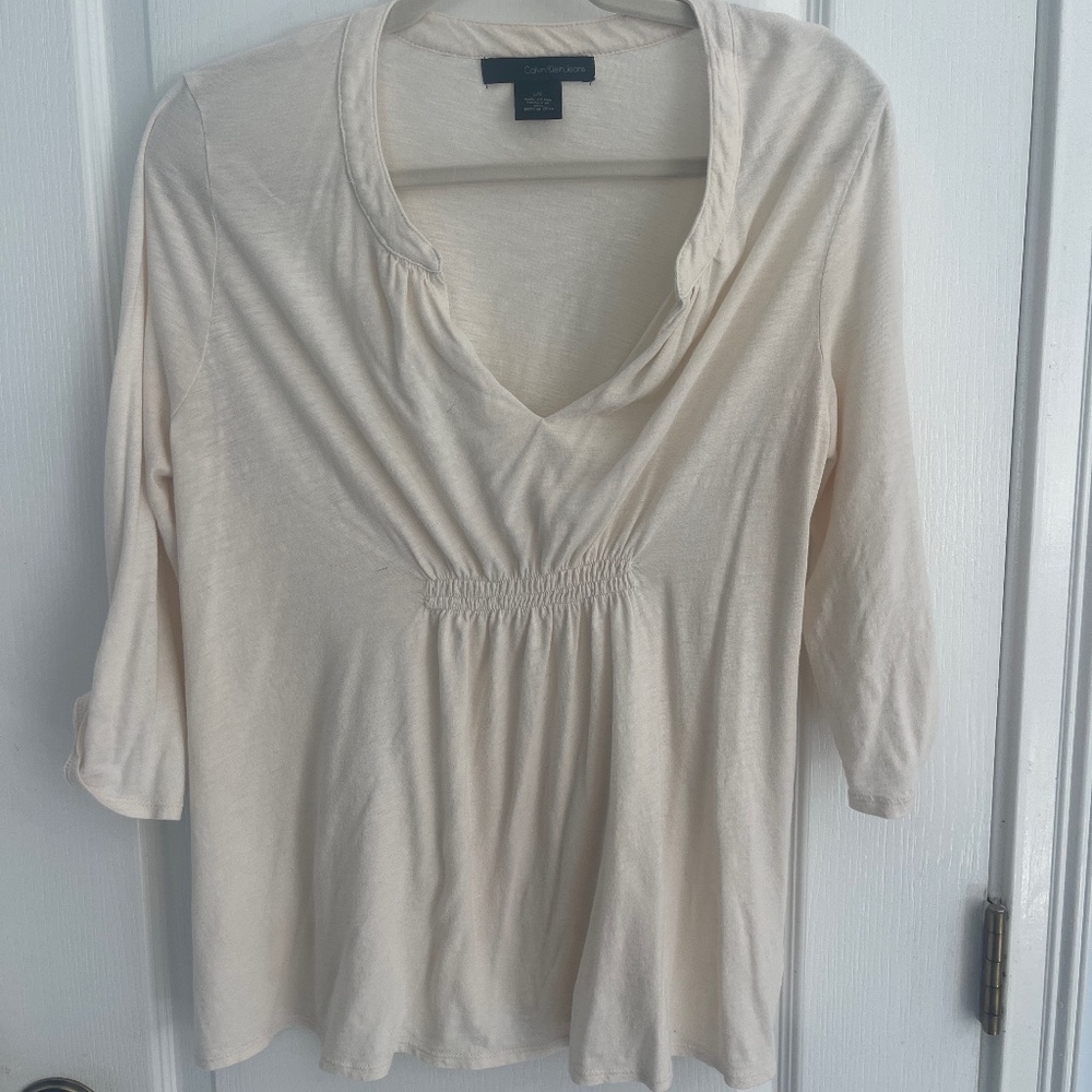 Baby Doll Style Cotton Tunic Top by Calvin Klein Jeans-Lg